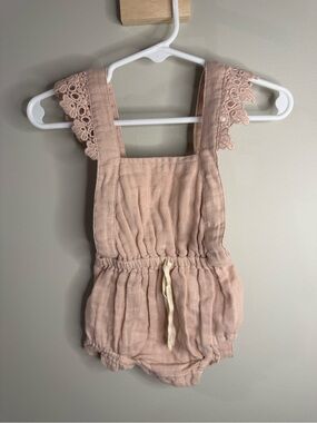 Jamie Kay Blush Pink Cotton Lace Strap Romper